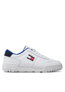 Sneakersy Tommy Jeans Retro Leather Cupsole EM0EM01068 Biały ze sklepu eobuwie.pl w kategorii Buty sportowe męskie - zdjęcie 170840116