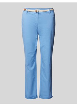 Chinosy w jednolitym kolorze z paskiem ze sklepu Peek&Cloppenburg  w kategorii Spodnie damskie - zdjęcie 170842205
