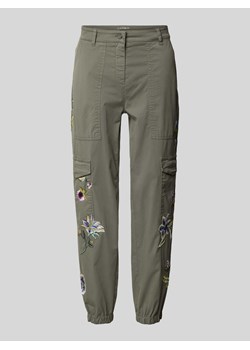 Spodnie cargo o kroju tapered fit z kwiatowym haftem model ‘CARO’ ze sklepu Peek&Cloppenburg  w kategorii Spodnie damskie - zdjęcie 170842396
