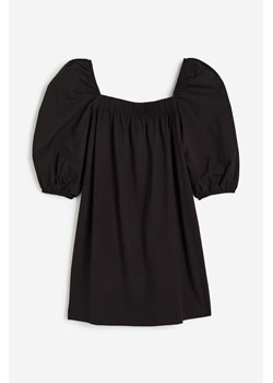 H & M - Bawełniana sukienka z bufiastym rękawem - Czarny ze sklepu H&M w kategorii Sukienki - zdjęcie 170842758