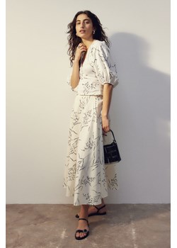 H & M - Kloszowa spódnica z domieszką lnu - Biały ze sklepu H&M w kategorii Spódnice - zdjęcie 170842805