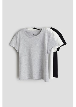 H & M - Bawełniany top 3-pak - Czarny ze sklepu H&M w kategorii Bluzki dziewczęce - zdjęcie 170842875