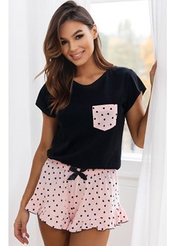 Bawełniana piżama damska w serca Juliana, Kolor czarno-różowy, Rozmiar S, SENSIS ze sklepu Primodo w kategorii Piżamy damskie - zdjęcie 170850465