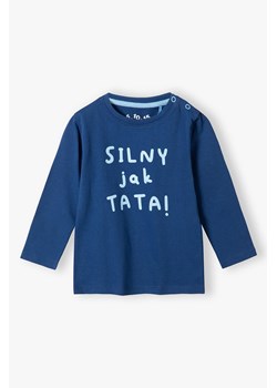 Niebieska bawełniana bluzka niemowlęca - SILNY jak TATA! ze sklepu 5.10.15 w kategorii Koszulki niemowlęce - zdjęcie 170850778