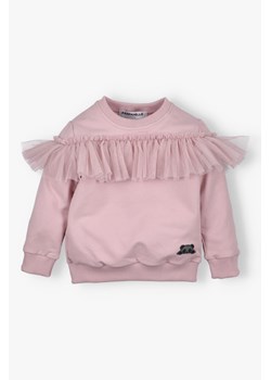 Jasnoróżowa bluza dla dziewczynki z tiulową falbanką ze sklepu 5.10.15 w kategorii Bluzy dziewczęce - zdjęcie 170850847