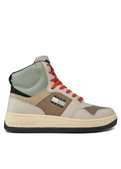 Tommy Jeans Sneakersy Tjm Basket Mid Leather EM0EM01258 Beżowy ze sklepu MODIVO w kategorii Buty zimowe męskie - zdjęcie 170853105