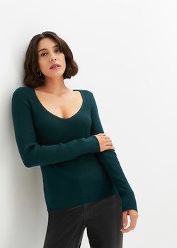 Sweter z dekoltem w serce ze sklepu bonprix w kategorii Swetry damskie - zdjęcie 170861108