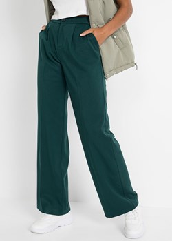 Szerokie spodnie z zakładkami poniżej talii ze sklepu bonprix w kategorii Spodnie damskie - zdjęcie 170861286