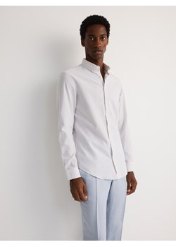 Reserved - Koszula slim fit z domieszką lnu - jasnoszary ze sklepu Reserved w kategorii Koszule męskie - zdjęcie 170863057