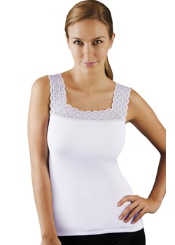 Koszulka damska biała na koronkowych ramiączkach Asari, Kolor biały, Rozmiar S, EMILI ze sklepu Intymna w kategorii Podkoszulki i halki - zdjęcie 170863319