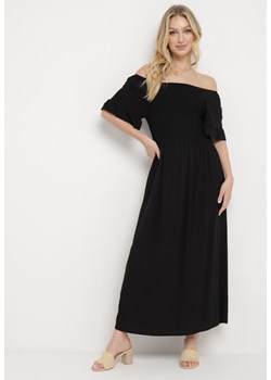 Czarna Bawełniana Sukienka Hiszpanka z Marszczoną Górą o Rozkloszowanym Fasonie Lulvia ze sklepu Born2be Odzież w kategorii Sukienki - zdjęcie 170865005