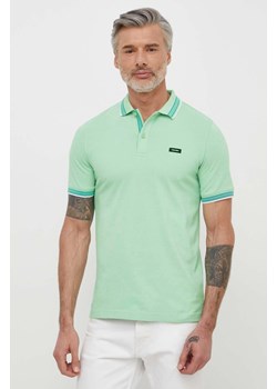 Calvin Klein polo męski kolor zielony gładki K10K112469 ze sklepu ANSWEAR.com w kategorii T-shirty męskie - zdjęcie 170867239