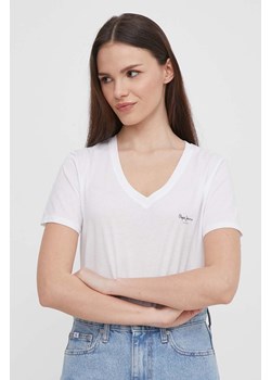 Pepe Jeans t-shirt bawełniany damski kolor biały ze sklepu ANSWEAR.com w kategorii Bluzki damskie - zdjęcie 170867307