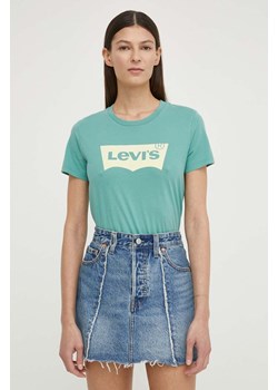 Levi&apos;s t-shirt bawełniany damski kolor zielony ze sklepu ANSWEAR.com w kategorii Bluzki damskie - zdjęcie 170867317