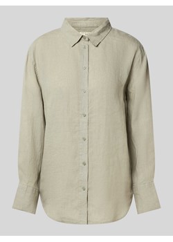 Bluzka z lnu w jednolitym kolorze ze sklepu Peek&Cloppenburg  w kategorii Koszule damskie - zdjęcie 170869249