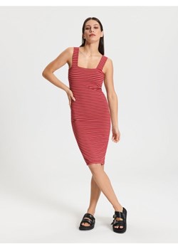 Sinsay - Sukienka midi w paski - czerwony ze sklepu Sinsay w kategorii Sukienki - zdjęcie 170872785