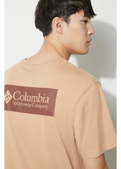 Columbia t-shirt bawełniany North Cascades kolor beżowy z nadrukiem 1834041 ze sklepu PRM w kategorii T-shirty męskie - zdjęcie 170874085