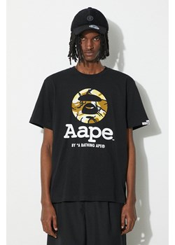 AAPE t-shirt bawełniany Regular Fit Tee męski kolor czarny z nadrukiem ATE1373 ze sklepu PRM w kategorii T-shirty męskie - zdjęcie 170874148