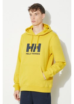 Helly Hansen bluza bawełniana HH LOGO HOODIE męska kolor żółty z kapturem z aplikacją 33977 ze sklepu PRM w kategorii Bluzy męskie - zdjęcie 170874186