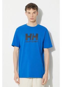 Helly Hansen t-shirt bawełniany męski kolor niebieski z aplikacją ze sklepu PRM w kategorii T-shirty męskie - zdjęcie 170874206