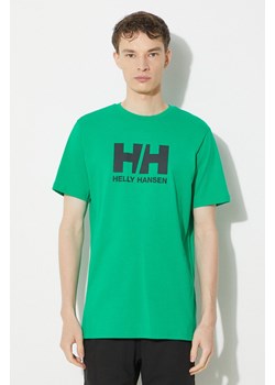 Helly Hansen t-shirt bawełniany męski kolor zielony z aplikacją ze sklepu PRM w kategorii T-shirty męskie - zdjęcie 170874208