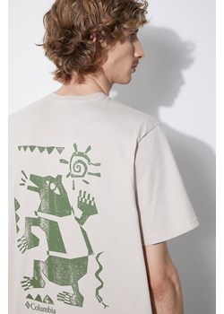 Columbia t-shirt bawełniany Explorers Canyon kolor beżowy wzorzysty 2036451 ze sklepu PRM w kategorii T-shirty męskie - zdjęcie 170874426