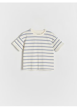 Reserved - Bawełniany t-shirt w paski - kremowy ze sklepu Reserved w kategorii Koszulki niemowlęce - zdjęcie 170875416