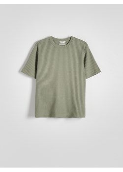 Reserved - T-shirt comfort w prążek - zielony ze sklepu Reserved w kategorii T-shirty męskie - zdjęcie 170875577