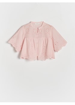 Reserved - Ażurowa koszula z bawełny - pastelowy róż ze sklepu Reserved w kategorii Koszule dziewczęce - zdjęcie 170875606