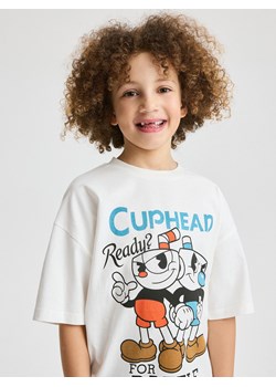 Reserved - T-shirt oversize Cuphead - złamana biel ze sklepu Reserved w kategorii T-shirty chłopięce - zdjęcie 170875769