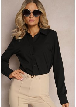 Czarna Elegancka Bawełniana Koszula Wykończona Guzikami Siwila ze sklepu Renee odzież w kategorii Koszule damskie - zdjęcie 170876516