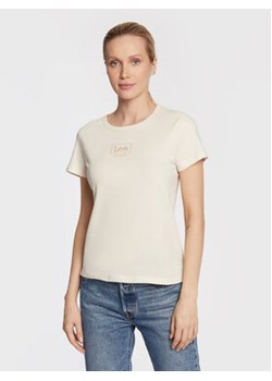 Lee T-Shirt L44WYGNQ 112319043 Beżowy Slim Fit ze sklepu MODIVO w kategorii Bluzki damskie - zdjęcie 170878176