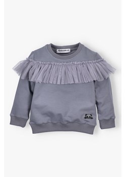 Szara bluza dla dziewczynki z tiulową falbanką ze sklepu 5.10.15 w kategorii Bluzy i swetry - zdjęcie 170881427