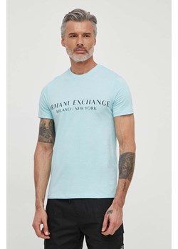 Armani Exchange t-shirt męski kolor niebieski z nadrukiem 8NZT72 Z8H4Z NOS ze sklepu ANSWEAR.com w kategorii T-shirty męskie - zdjęcie 170883809