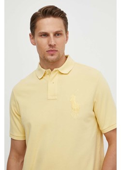 Polo Ralph Lauren polo bawełniane kolor żółty z aplikacją ze sklepu ANSWEAR.com w kategorii T-shirty męskie - zdjęcie 170884109