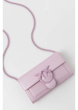 Pinko portfel skórzany damski kolor fioletowy 100062 A124 ze sklepu ANSWEAR.com w kategorii Portfele damskie - zdjęcie 170884148