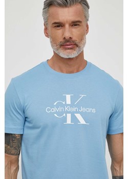 Calvin Klein Jeans t-shirt bawełniany męski kolor niebieski z nadrukiem ze sklepu ANSWEAR.com w kategorii T-shirty męskie - zdjęcie 170884239