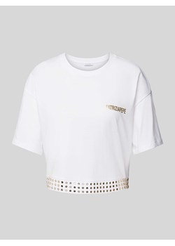 T-shirt krótki z nadrukiem z logo i nitami ze sklepu Peek&Cloppenburg  w kategorii Bluzki damskie - zdjęcie 170885536