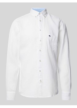 Koszula lniana o kroju regular fit z wyhaftowanym logo ze sklepu Peek&Cloppenburg  w kategorii Koszule męskie - zdjęcie 170885648