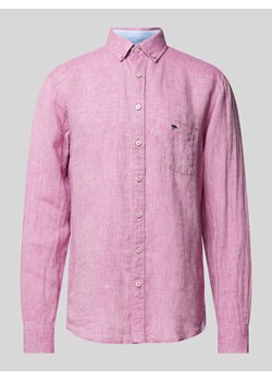 Koszula lniana o kroju regular fit z wyhaftowanym logo ze sklepu Peek&Cloppenburg  w kategorii Koszule męskie - zdjęcie 170886067