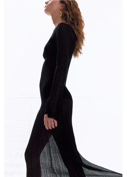 H & M - Prześwitująca sukienka bodycon z dzianiny w prążki - Czarny ze sklepu H&M w kategorii Sukienki - zdjęcie 170886275