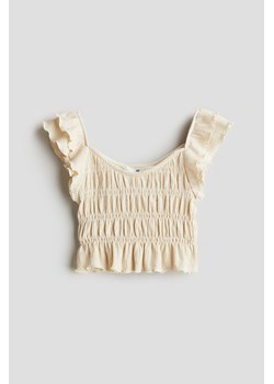 H & M - Elastycznie marszczony top - Biały ze sklepu H&M w kategorii Bluzki dziewczęce - zdjęcie 170886285