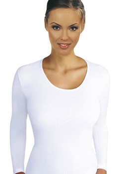 Gładka biała koszulka damska z długim rękawem Lena, Kolor biały, Rozmiar M, EMILI ze sklepu Primodo w kategorii Bluzki damskie - zdjęcie 170888115