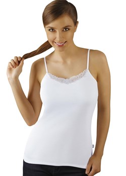 Koszulka damska biała na cienkich ramiączkach Sila, Kolor biały, Rozmiar M, EMILI ze sklepu Primodo w kategorii Podkoszulki i halki - zdjęcie 170888116