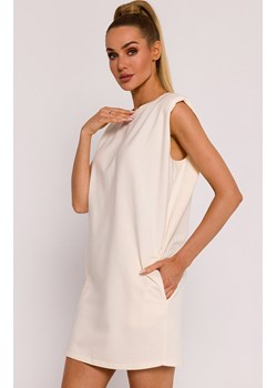 Sukienka mini z poduszkami na ramionach śmietankowa M789, Kolor kremowy, Rozmiar L, MOE ze sklepu Primodo w kategorii Sukienki - zdjęcie 170888239