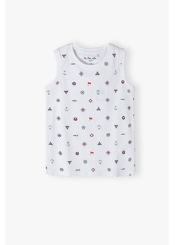 Biała koszulka bez rękawów dla chłopca z bawełny ze sklepu 5.10.15 w kategorii T-shirty chłopięce - zdjęcie 170888655