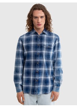 Koszula męska w kratę z linii Authentic niebieska Gersenis 402 ze sklepu Big Star w kategorii Koszule męskie - zdjęcie 170889758