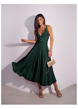 Sukienka midi na ramiączkach AGNES - butelkowa zieleń ze sklepu magmac.pl w kategorii Sukienki - zdjęcie 170890985