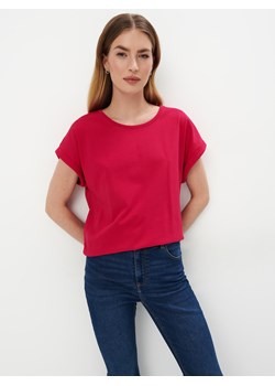 Mohito - Bawełniana koszulka - mocny różowy ze sklepu Mohito w kategorii Bluzki damskie - zdjęcie 170891077