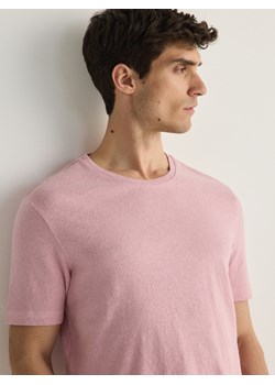 Reserved - T-shirt regular fit z lnem - różowy ze sklepu Reserved w kategorii T-shirty męskie - zdjęcie 170891407